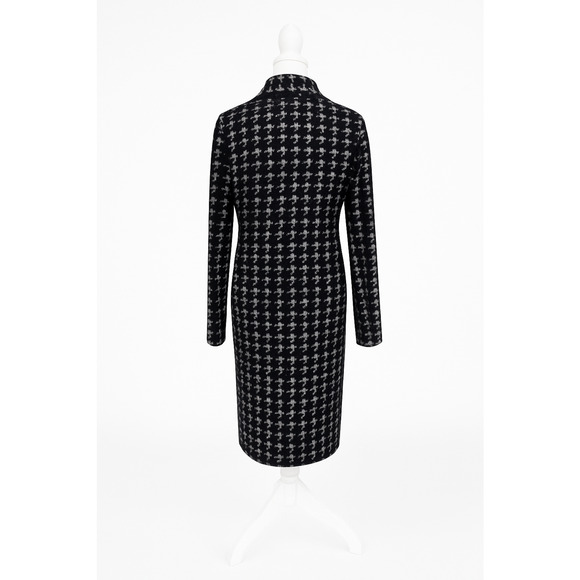 NVLT Black White Monochrome Plaid Stylish Heavyweight Mid Length Coat Size L - Picture 3 of 10